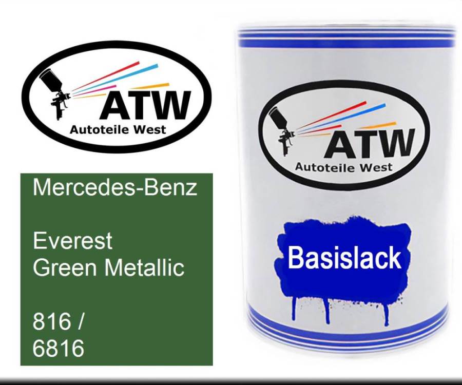 Mercedes-Benz, Everest Green Metallic, 816 / 6816: 500ml Lackdose, von ATW Autoteile West.